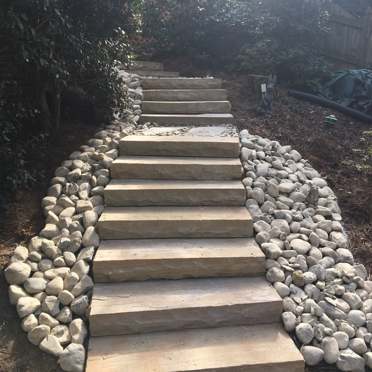 Natural Stone Steps & River Rock